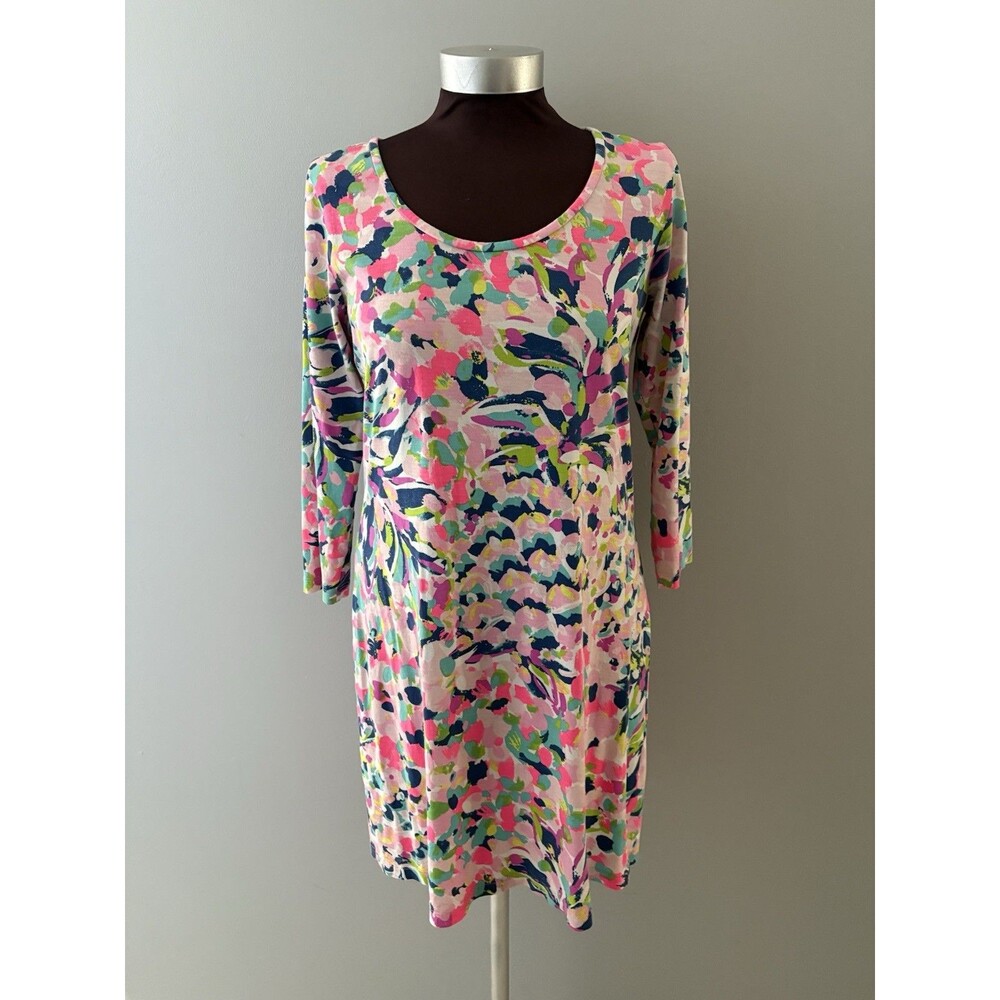Lilly Pulitzer Beacon Dress Size Medium Pink Pina Colada Club Beach Cozy Soft *